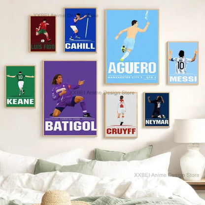 1pc Sport Soccer Football Player Star Poster Sticker Bedroom Study Wall Art Hanging Painting Decor High Quality Printed Matter