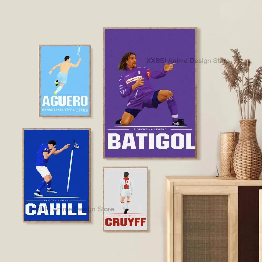 1pc Sport Soccer Football Player Star Poster Sticker Bedroom Study Wall Art Hanging Painting Decor High Quality Printed Matter