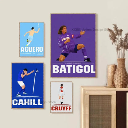 1pc Sport Soccer Football Player Star Poster Sticker Bedroom Study Wall Art Hanging Painting Decor High Quality Printed Matter